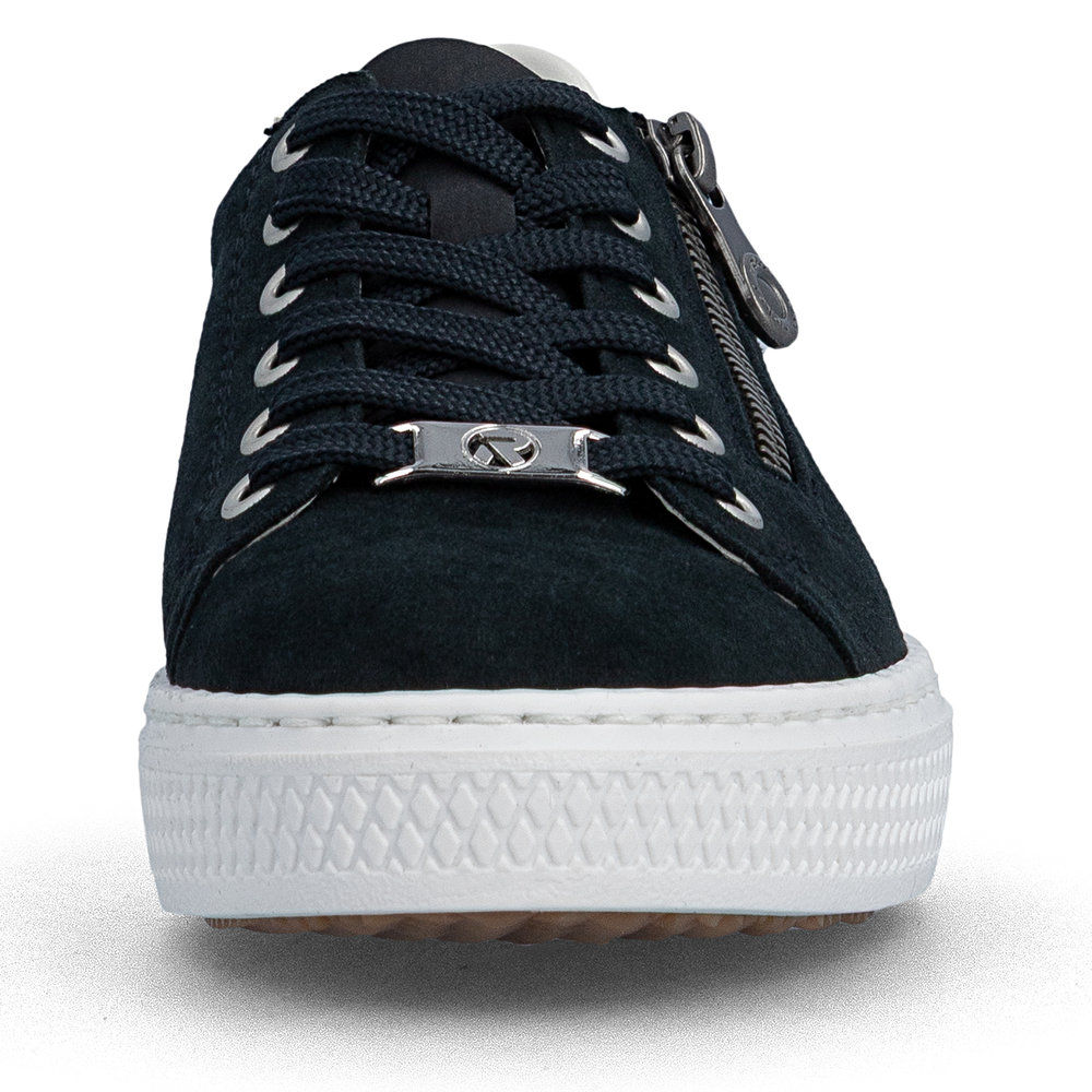 detail Rieker L59L1-15 blaue Damen Leder-Sneaker, modernes Design, bequem