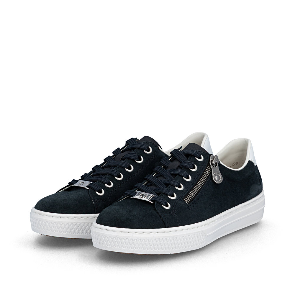 detail Rieker L59L1-15 blaue Damen Leder-Sneaker, modernes Design, bequem