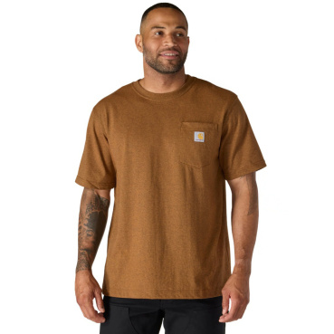 CARHARTT Pocket braunes Herren Baumwoll T Shirt, lockere moderne Passform, ikoni
