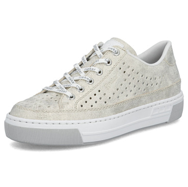 RIEKER L8849-60 beige Damen-Sommer-Ledersneaker, atmungsaktiv, modernes Design