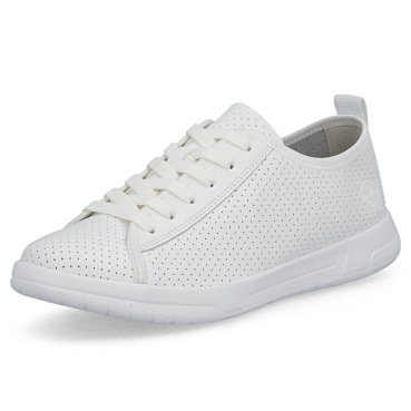 RIEKER 45602-80 weiße Damen-Sommer-Ledersneaker, atmungsaktiv, Antistress