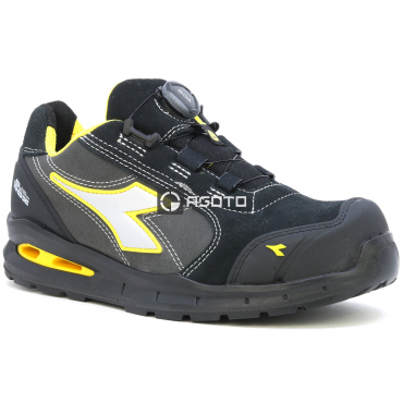 DIADORA Run Low S3S schwarze Herren Leder Arbeitsschuhe mit BOA Schnellverschlus