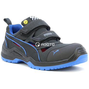 PUMA Neodyme S1P ESD blue schwarzer Herren-Arbeitssandale aus Leder