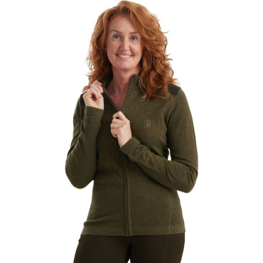 Deerhunter Denmark Lady Darlington olivfarbener Damenpullover aus Merinowolle