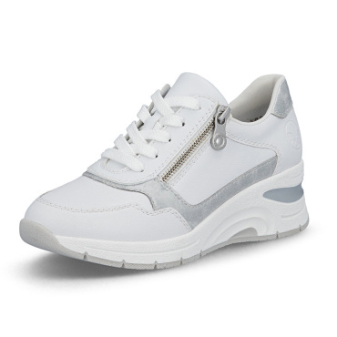 RIEKER N9301-80 weiße Damen Leder-Sneaker mit Antistress-Technologie