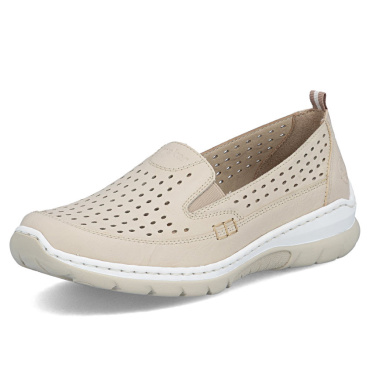 RIEKER L32F4-60 beige Damen Sommer Ballerinas, Antistress Sohle