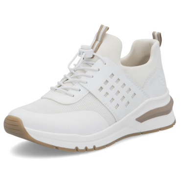 RIEKER M6651-80 weiße Damen moderne Sneaker, Antistress Sohle