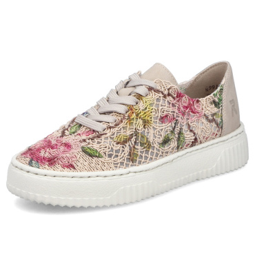 RIEKER N9919-91 beige modische Damen-Sneaker mit Muster, atmungsaktives Material