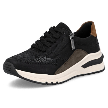 RIEKER M6618-00 schwarze Damen-Sneaker, moderner Look, Antistress-Sohle