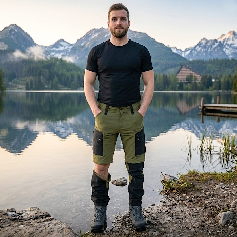 detail Asoto Vild Zip-Off olivgrüne Herren-Profi-Outdoorkeuze mit DWR-Beschichtung und