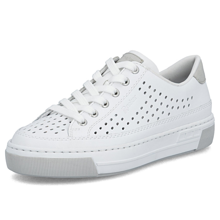 detail RIEKER L8849-80 weiße Damen Leder Sneaker für mehr Komfort an warmen Sommertagen