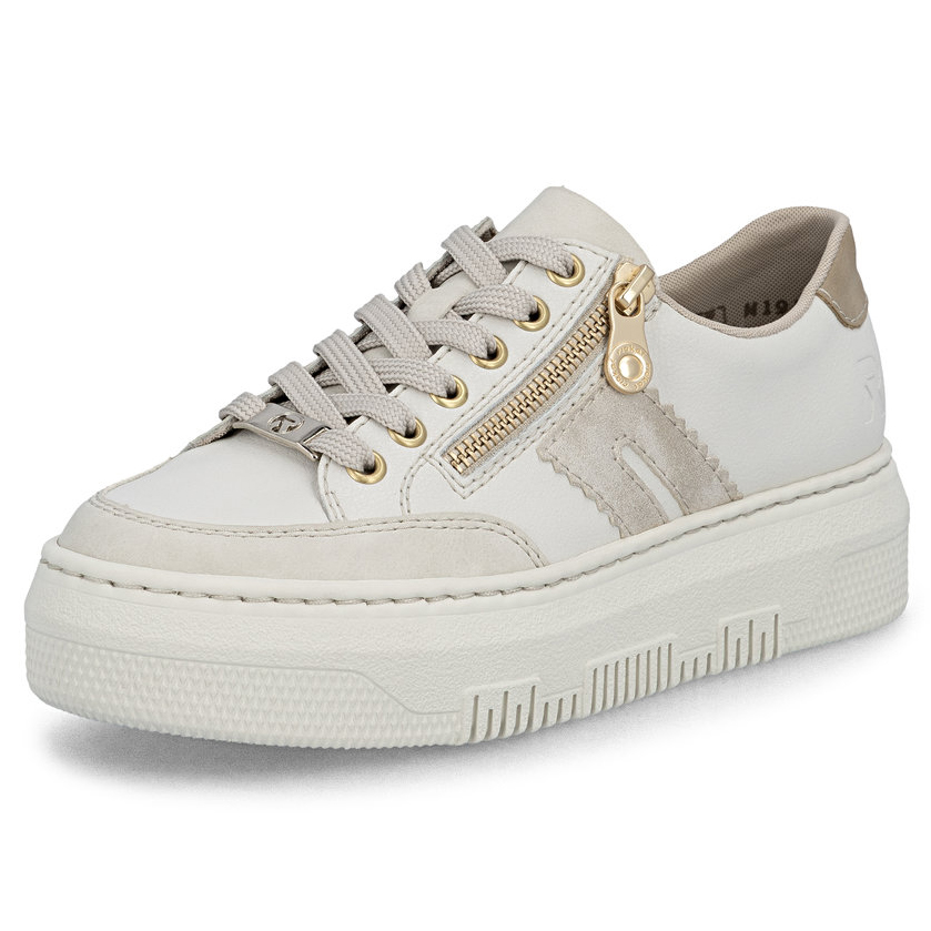 detail RIEKER M1912-80 beige Damen-Ledersneaker, bequem und modern