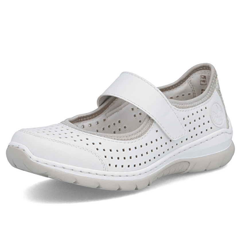 detail RIEKER L32B5-82 weiße Damen-Sommerhalbschuhe, atmungsaktiv, Antistress