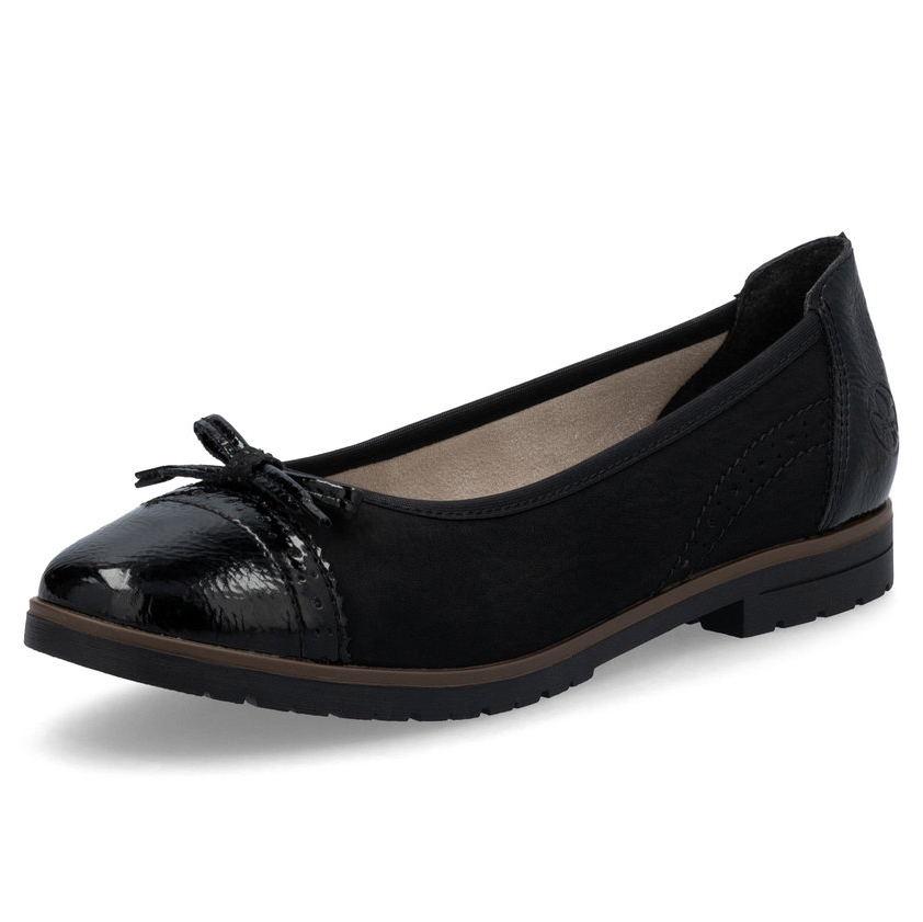 detail RIEKER 45358-00 schwarze moderne Damen-Ballerinas, passend zu jedem Outfit