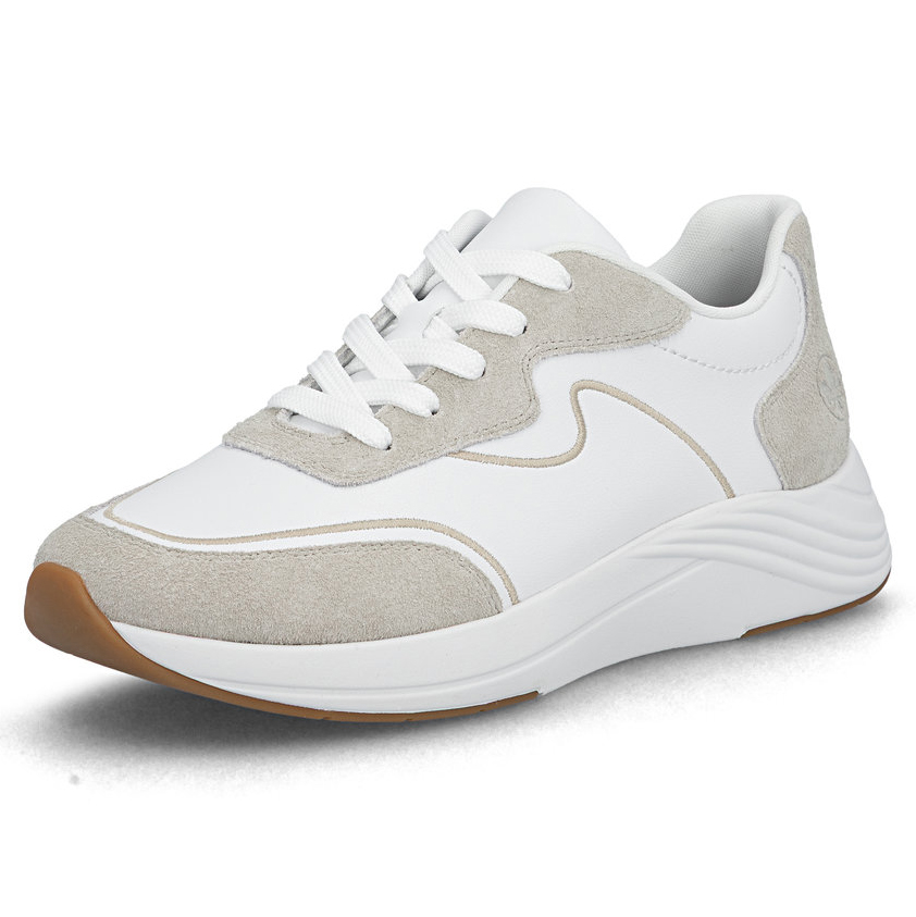 detail RIEKER N8503-81 weiße Damen moderne Leder Sneaker, Antistress Sohle