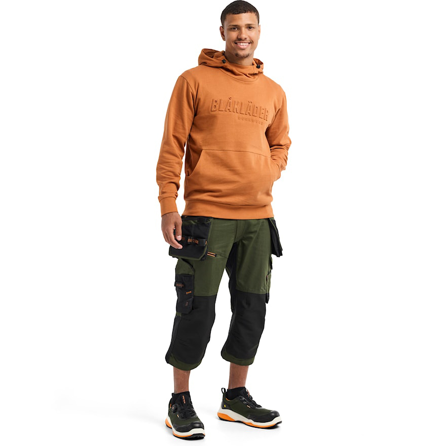 detail BLAKLADER Herren Kapuzenpullover mit 3D-Logo, rostfarben, 100 % Baumwolle, beque