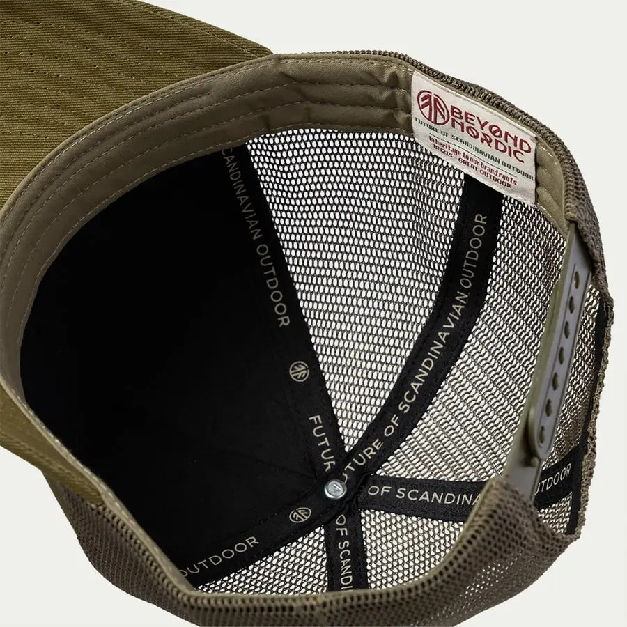 detail Beyond Nordic BN215 olivgrüne Herren Baseball-Trucker-Cap, atmungsaktiv